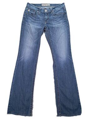 Big Star Remy Jean Women 32x34, Tag 30 L Low Rise Boot Blue Denim Flap Pockets